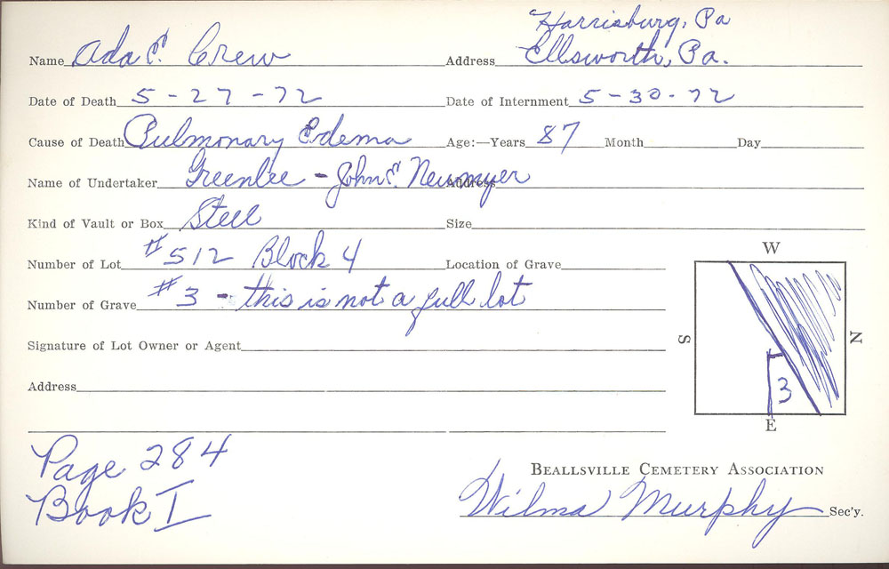 burial card